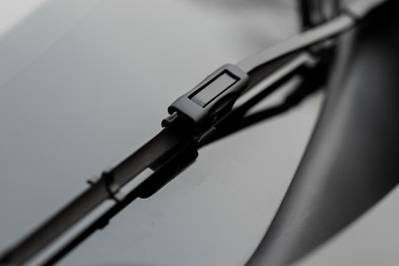 Modern car windscreen wiper. windshield wiper. Closeup of car windshield wiper.の写真素材