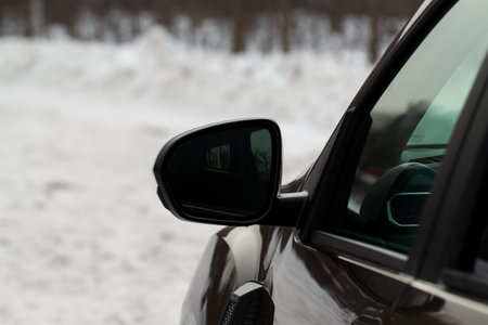 Car rear-view mirror. Side view mirror of a car.の写真素材