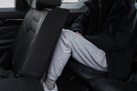 Moscow, Russia - December 18, 2021 Exeed VX also called Lanyue, midsize crossover car. Third row...