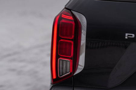 LED red tail light. Close up tail light of a modern car. Rear light of a car.の写真素材