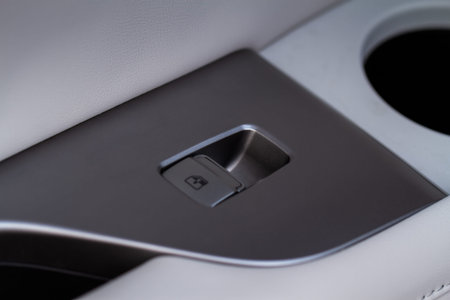 car window control panel. Automatic power window up and down button.