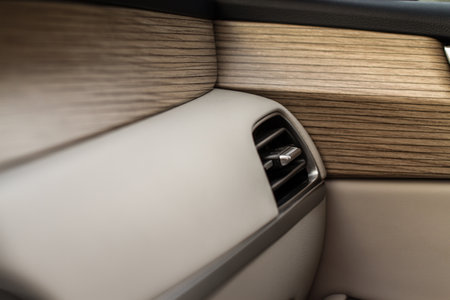 Car air conditioning. The air flow inside the car. Detail interior of a modern car.の写真素材
