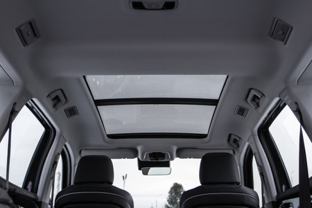 Panoramic sunroof in a carの写真素材