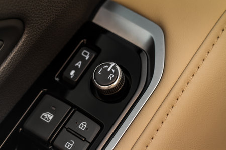 Side mirrors control panel on side door.の写真素材