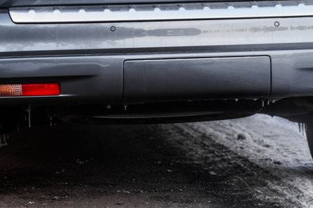 car chassis. Spare wheel. Spare tire under the car.の写真素材
