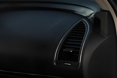 modern car interior. Interior of new car with details.の写真素材