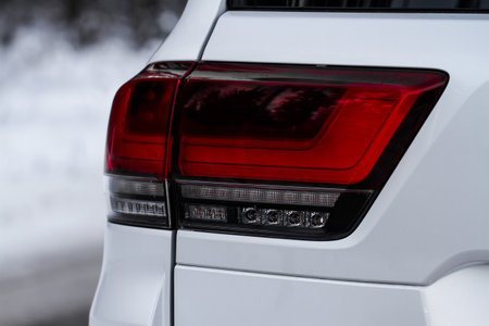 LED red tail light. Close up tail light of a modern car. Rear light of a car.の写真素材