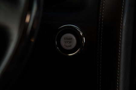 Engine start button close up. car start button.の写真素材