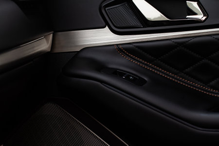 Modern car interior door panel. car detailing.の写真素材