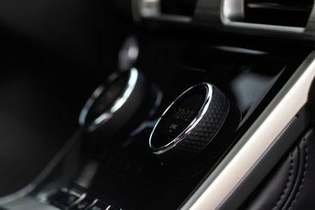 modern car interior. Interior of new car with details.の写真素材