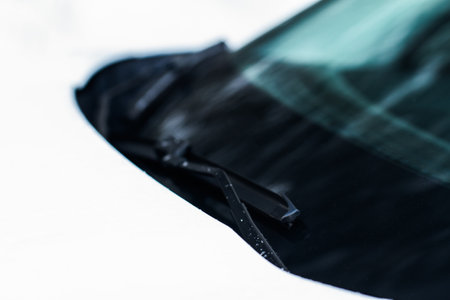 Car windwhield wiper close up. Modern car windshield wiper.の写真素材