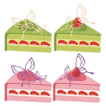 Illustration set of cute decoration cakeのイラスト素材