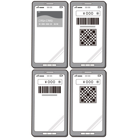Monochrome illustration of smartphone and electronic payment (Monochrome illustration of smartphone...