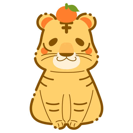 It is a material for the 2022 New Year's card of a cute tiger.のイラスト素材