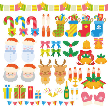 It is a simple and cute Christmas illustration.のイラスト素材