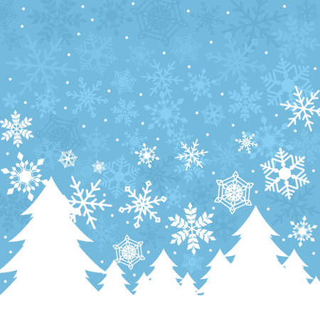 It is a simple and cute snow and fir tree frame.のイラスト素材