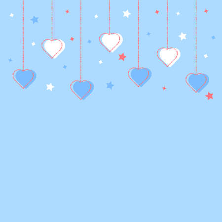 A cute and simple heart and star frame.のイラスト素材