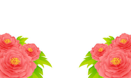Simple and beautiful peony frame illustration.のイラスト素材