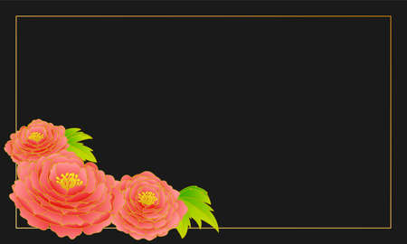 Simple and beautiful peony frame illustration.のイラスト素材