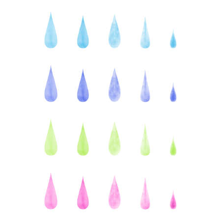 Vector illustration of watercolor raindrops.のイラスト素材