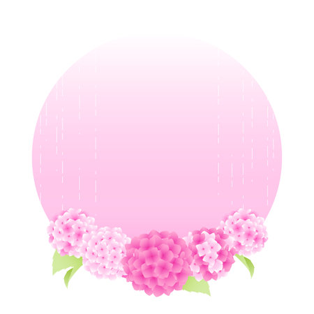 A simple hydrangea vector frame with beautiful gradationのイラスト素材