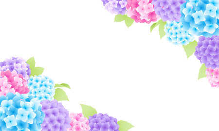 Vector frame illustration of hydrangea with beautiful gradation.のイラスト素材