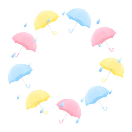 Simple and beautiful gradation umbrella and rain frame vector illustration.のイラスト素材