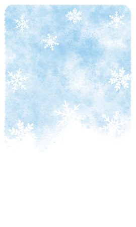 Snowflake background material, watercolor style, hand-drawn style.のイラスト素材