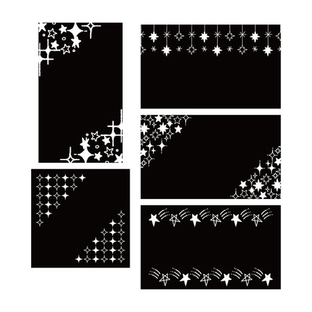 Hand drawn style star frame set, vector illustration.のイラスト素材
