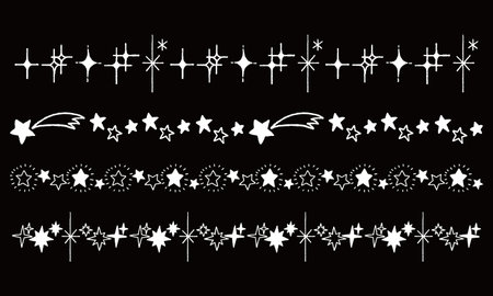 Hand drawn, line set of doodle stars, vector illustration.のイラスト素材