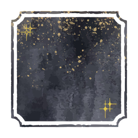 Vector frame material of a hand-drawn night sky and stars, like a watercolor painting.のイラスト素材