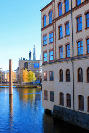 The beautiful city view of Norrkoping in the downtown, where is also nearby the University area.の写真素材