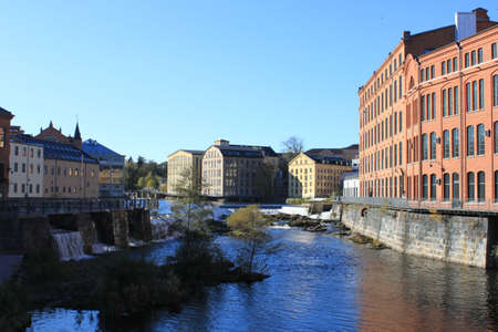 The beautiful city view of Norrkoping in the downtown, where is also nearby the University area.の写真素材