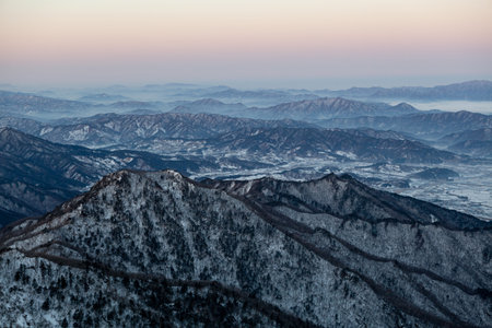 Beautiful winter landscape in south koreaの写真素材