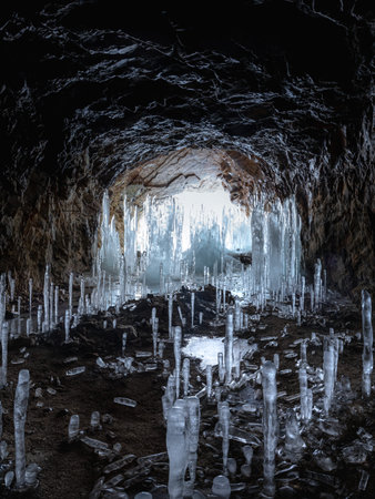 icicles created in caves due to low winter temperatures