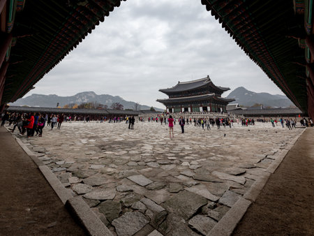 Geunjeongjeon, Gyeongbokgung Palace, Seoul, Koreaの写真素材
