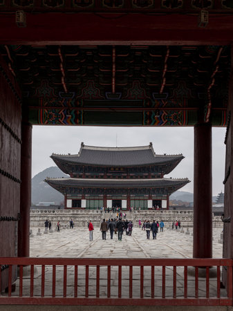 Geunjeongjeon, Gyeongbokgung Palace, Seoul, Koreaの写真素材