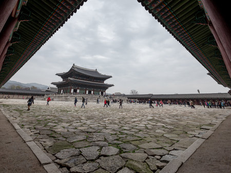 Geunjeongjeon, Gyeongbokgung Palace, Seoul, Koreaの写真素材