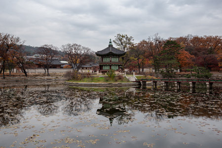 Korean pavilion in Gyeongbokgung Palace in Seoul, South Koreaの写真素材