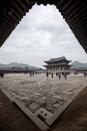 Geunjeongjeon, Gyeongbokgung Palace, Seoul, Koreaの写真素材