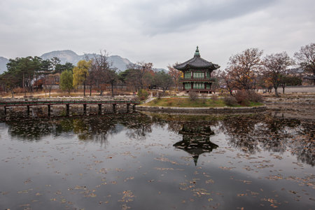 Gyeongbokgung Palace in Seoul, South Koreaの写真素材
