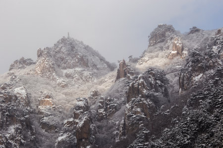 Snowy Rock Mountain, Winter in Daedunsan Mountain, Koreaの写真素材