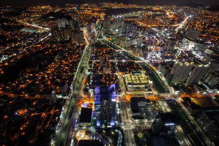 The night view of Busan from a high place, Korea,の写真素材