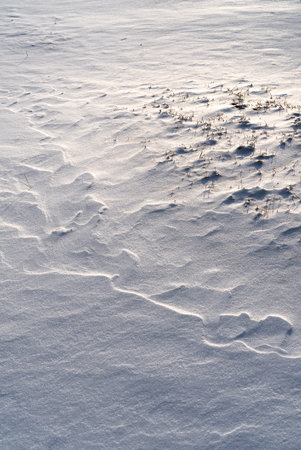 Patterns and textures created by snow and wind. Light and shadow.の写真素材