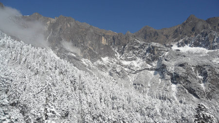 Snow mountain, chinaの写真素材