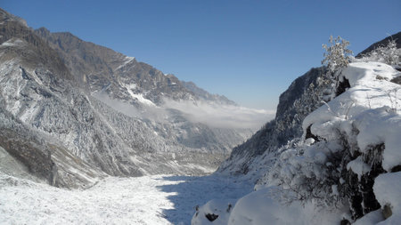 Snow mountain, chinaの写真素材