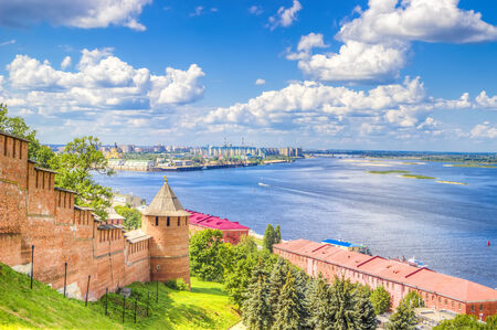 Top view  center  Nizhny Novgorod  confluence  rivers Volga Oka attractionsの写真素材