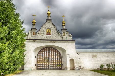 Tobolsk Kremlin gates panorama menacing sky hdr Russia Siberia Asiaの写真素材