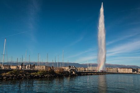 Giant Fountain in Geneva Switzerlandの写真素材
