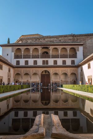 Pond in Alhambra Palace in Granada Spainのeditorial素材
